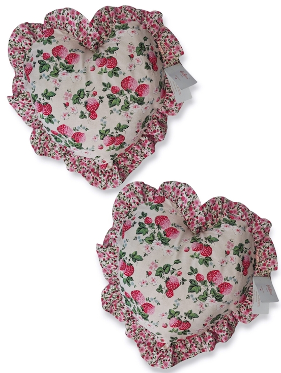 Cath Kidston Other - NEW Cath Kidston Strawberry Heart Pillow Ruffle Cotton Cover Toss Throw NWT Pink
